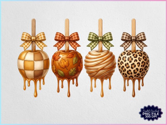 Download Preppy Fall Caramel Apples Autumn PNG - Caramel Collection